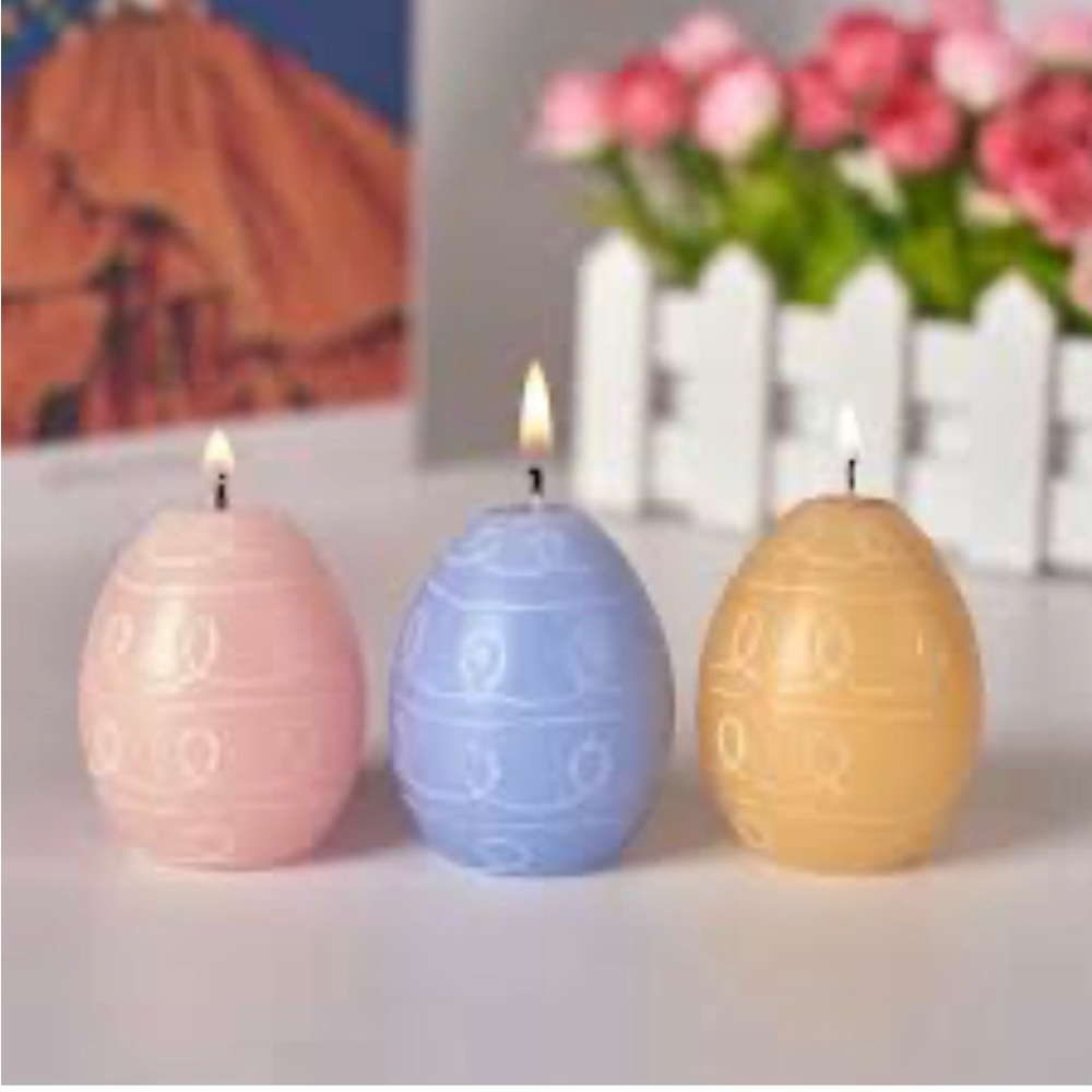 Set of Three Decorative Egg Candles- EASTER SPRING